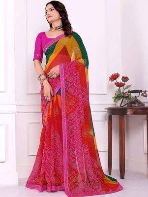 Bandhani pure chiffon bandhani saree 1