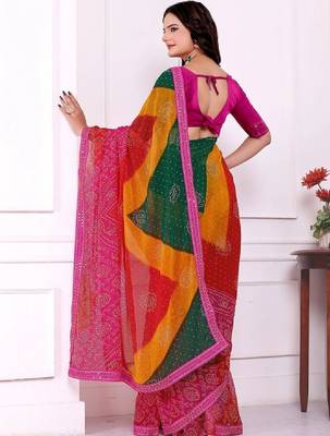 Bandhani pure chiffon bandhani saree 4