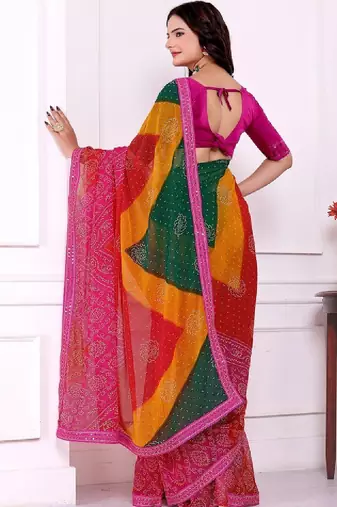 Bandhani pure chiffon bandhani saree