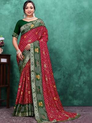 Bandhani zari poly georgette designer bandhani saree 1