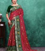 Bandhani zari poly georgette designer bandhani saree