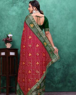 Bandhani zari poly georgette designer bandhani saree 2