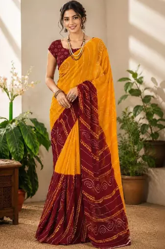 Bandhani pure georgette bandhani saree