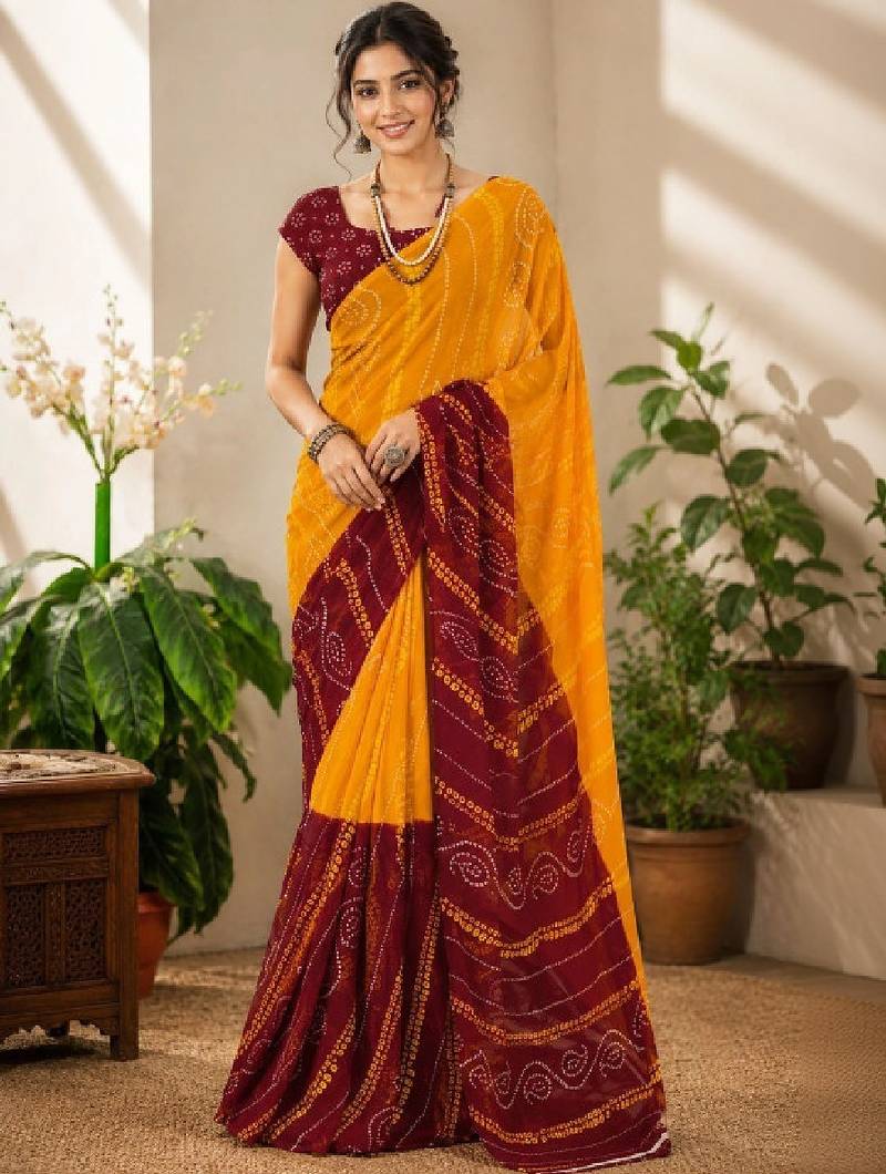 Bandhani pure georgette bandhani saree