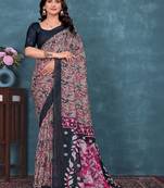 Floral pure georgette bandhani saree
