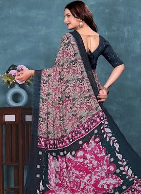 Floral pure georgette bandhani saree 2