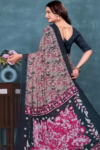 Floral pure georgette bandhani saree