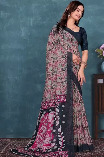Floral pure georgette bandhani saree