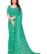 Women floral printed pure georgette bandhani saree