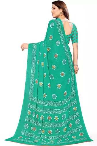 Women floral printed pure georgette bandhani saree