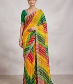 Leheriya embroidered poly georgette designer leheriya saree
