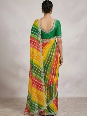 Leheriya embroidered poly georgette designer leheriya saree 2