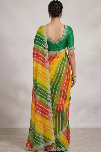 Leheriya embroidered poly georgette designer leheriya saree