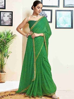Leheriya pure georgette fusion leheriya saree 2