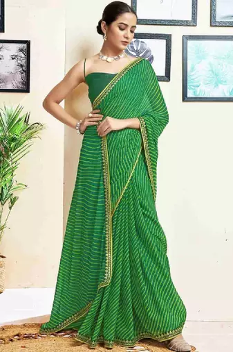 Leheriya pure georgette fusion leheriya saree