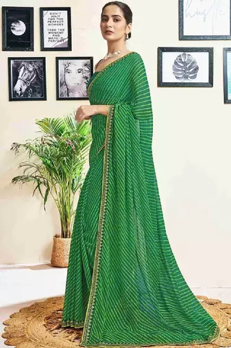 Leheriya pure georgette fusion leheriya saree