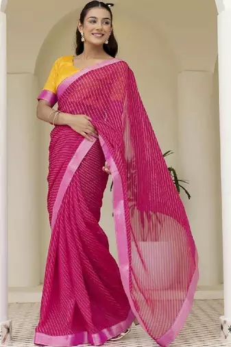 Leheriya pure georgette fusion leheriya saree