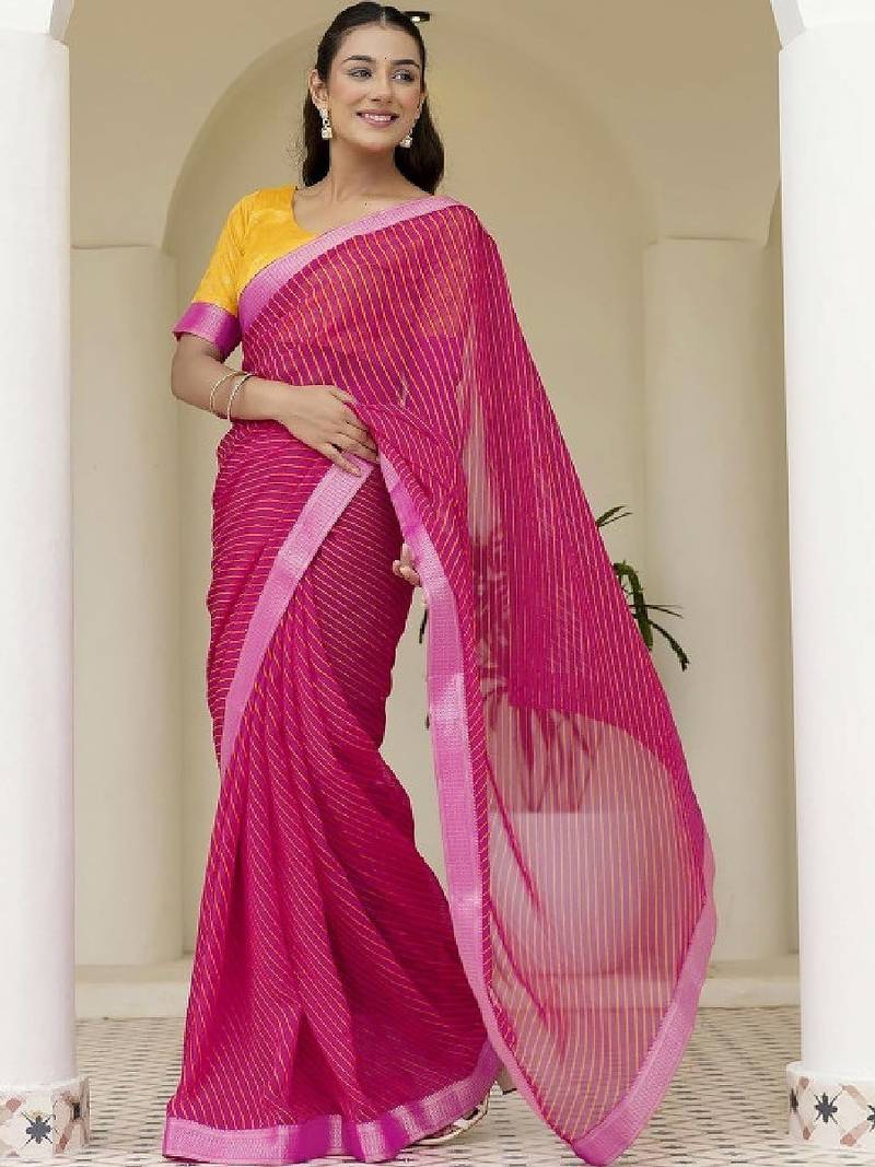 Leheriya pure georgette fusion leheriya saree