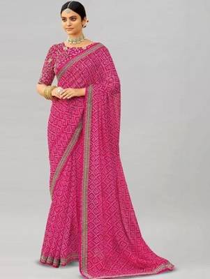 Bandhani pure georgette fusion bandhani saree 1