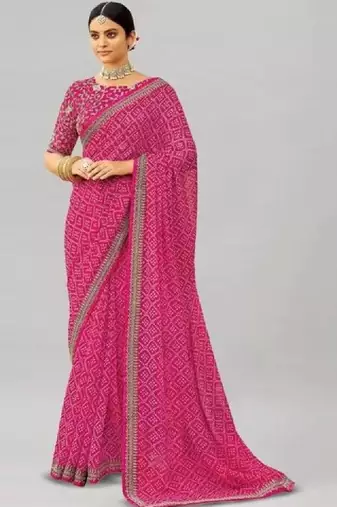 Bandhani pure georgette fusion bandhani saree
