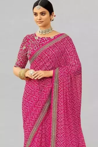 Bandhani pure georgette fusion bandhani saree