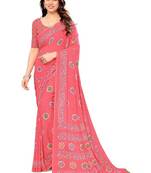 Floral pure georgette bandhani saree