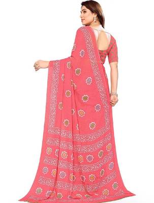 Floral pure georgette bandhani saree 2