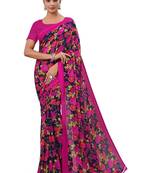 Floral pure georgette bandhani saree