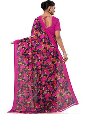 Floral pure georgette bandhani saree 2