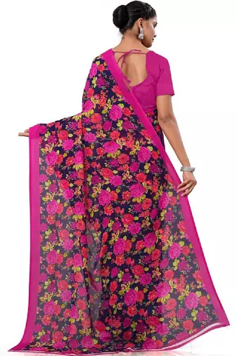 Floral pure georgette bandhani saree