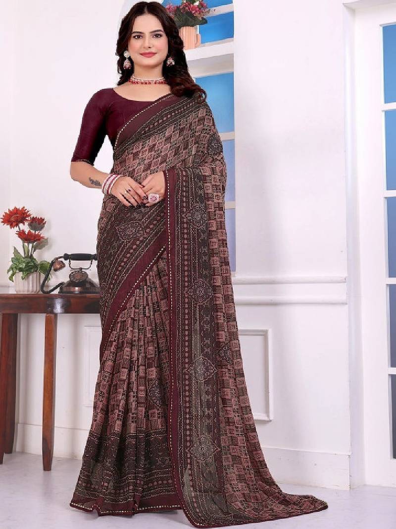 Bandhani poly georgette bandhani saree