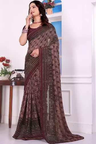 Bandhani poly georgette bandhani saree