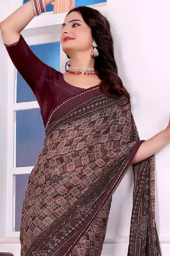 Bandhani poly georgette bandhani saree