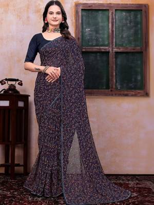 Floral poly georgette bandhani saree 1