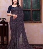 Floral poly georgette bandhani saree