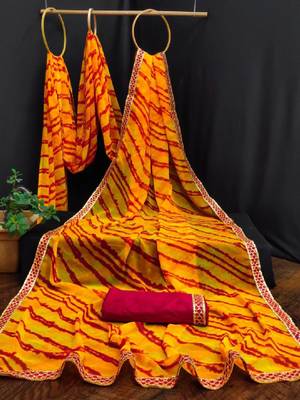 Tie and dye pure chiffon leheriya saree 3