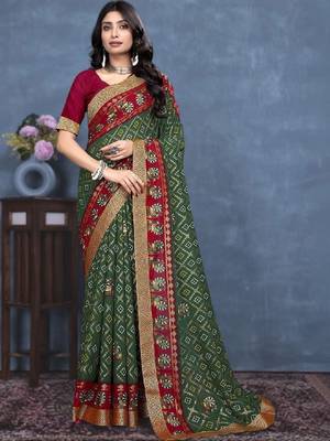 Bandhani poly georgette designer bandhani saree 1
