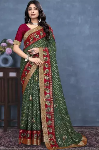 Bandhani poly georgette designer bandhani saree