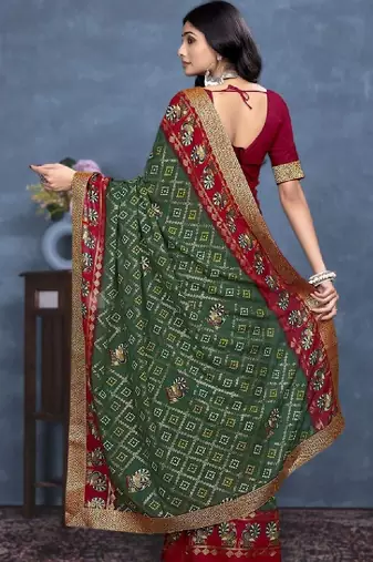 Bandhani poly georgette designer bandhani saree