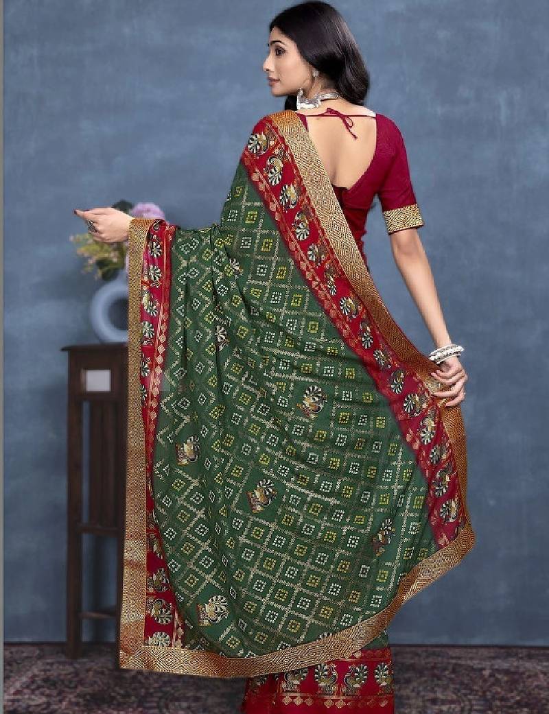Bandhani poly georgette designer bandhani saree