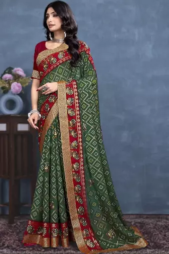 Bandhani poly georgette designer bandhani saree