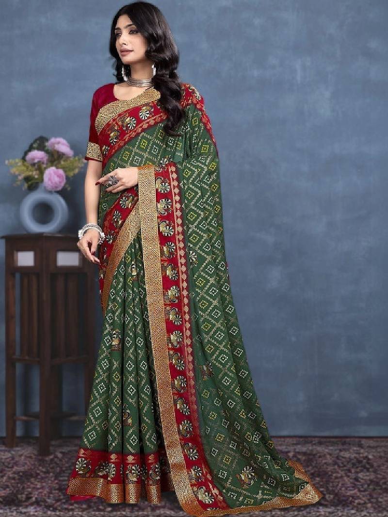 Bandhani poly georgette designer bandhani saree