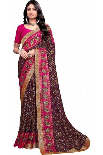 Bandhani zari poly georgette designer bandhani saree