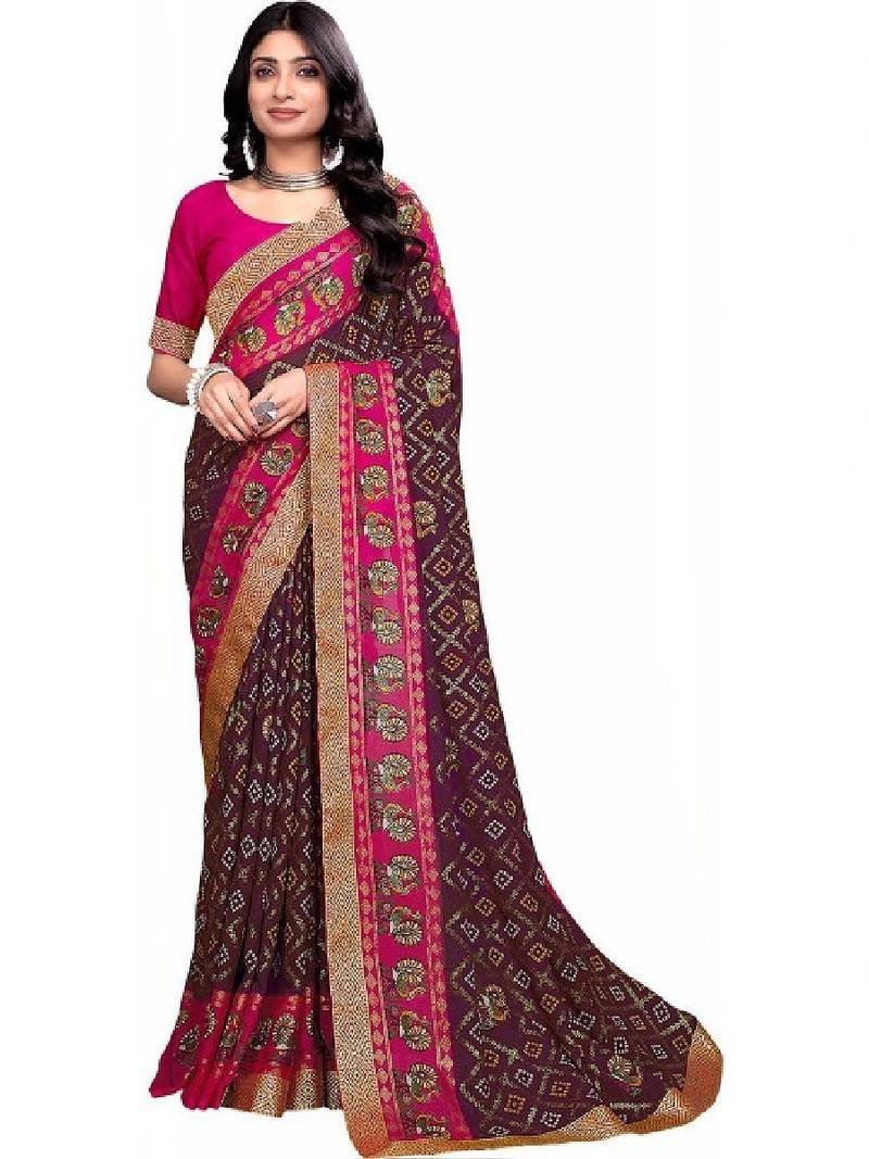 Bandhani zari poly georgette designer bandhani saree