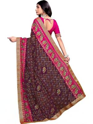 Bandhani zari poly georgette designer bandhani saree 2