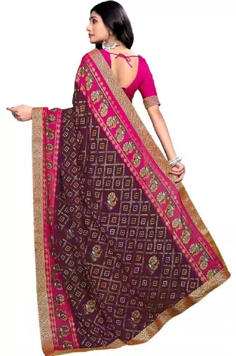Bandhani zari poly georgette designer bandhani saree