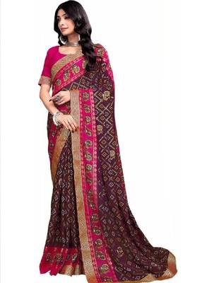 Bandhani zari poly georgette designer bandhani saree 4