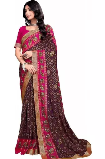 Bandhani zari poly georgette designer bandhani saree