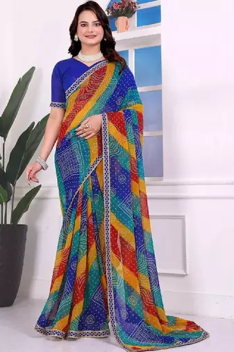 Bandhani pure chiffon bandhani saree
