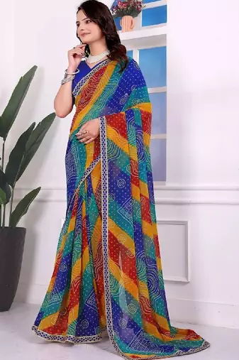 Bandhani pure chiffon bandhani saree